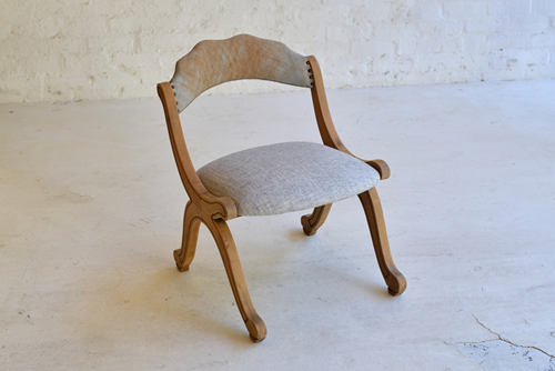 016 Chairs - Small wooden vintage blue leather